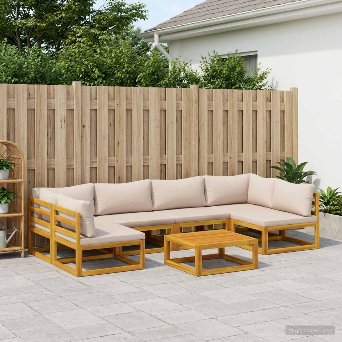 vidaXL Sofa Set 7 pcs Natural Solid Acacia Wood 1