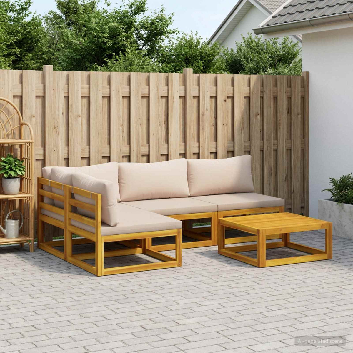 vidaXL Sofa Set 5 pcs Natural Solid Acacia Wood 1