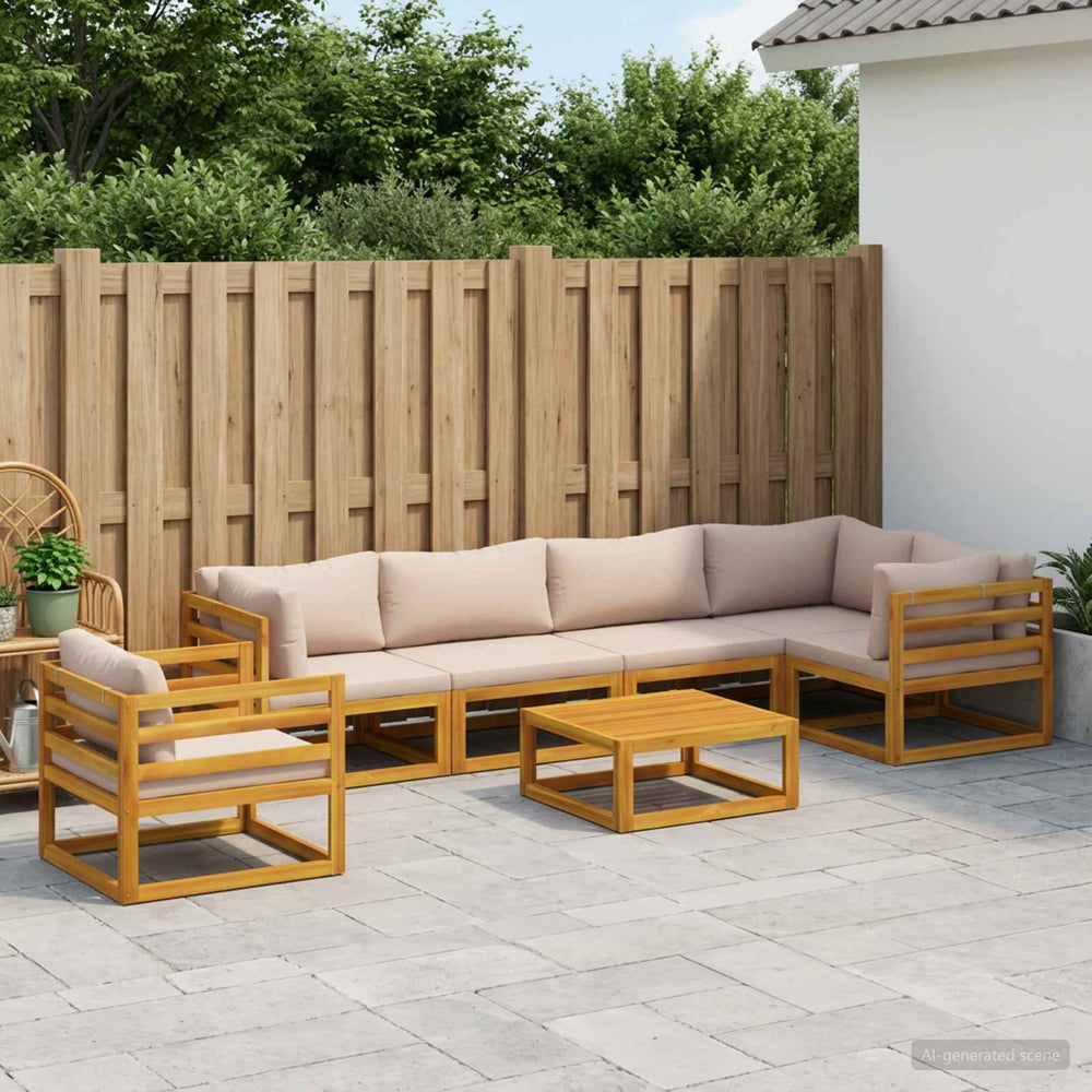 vidaXL Sofa Set 7 pcs Natural Solid Acacia Wood