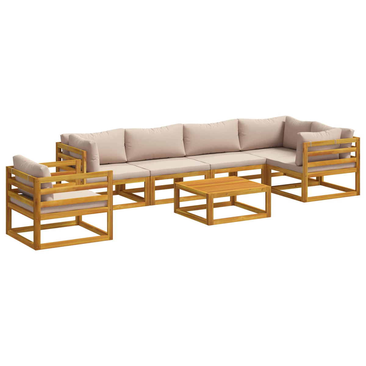 vidaXL Sofa Set 7 pcs Natural Solid Acacia Wood 2
