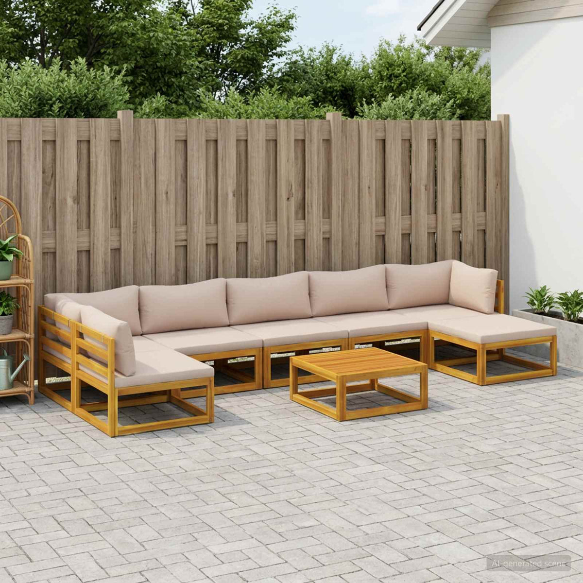 vidaXL Sofa Set 8 pcs Natural Solid Acacia Wood 1