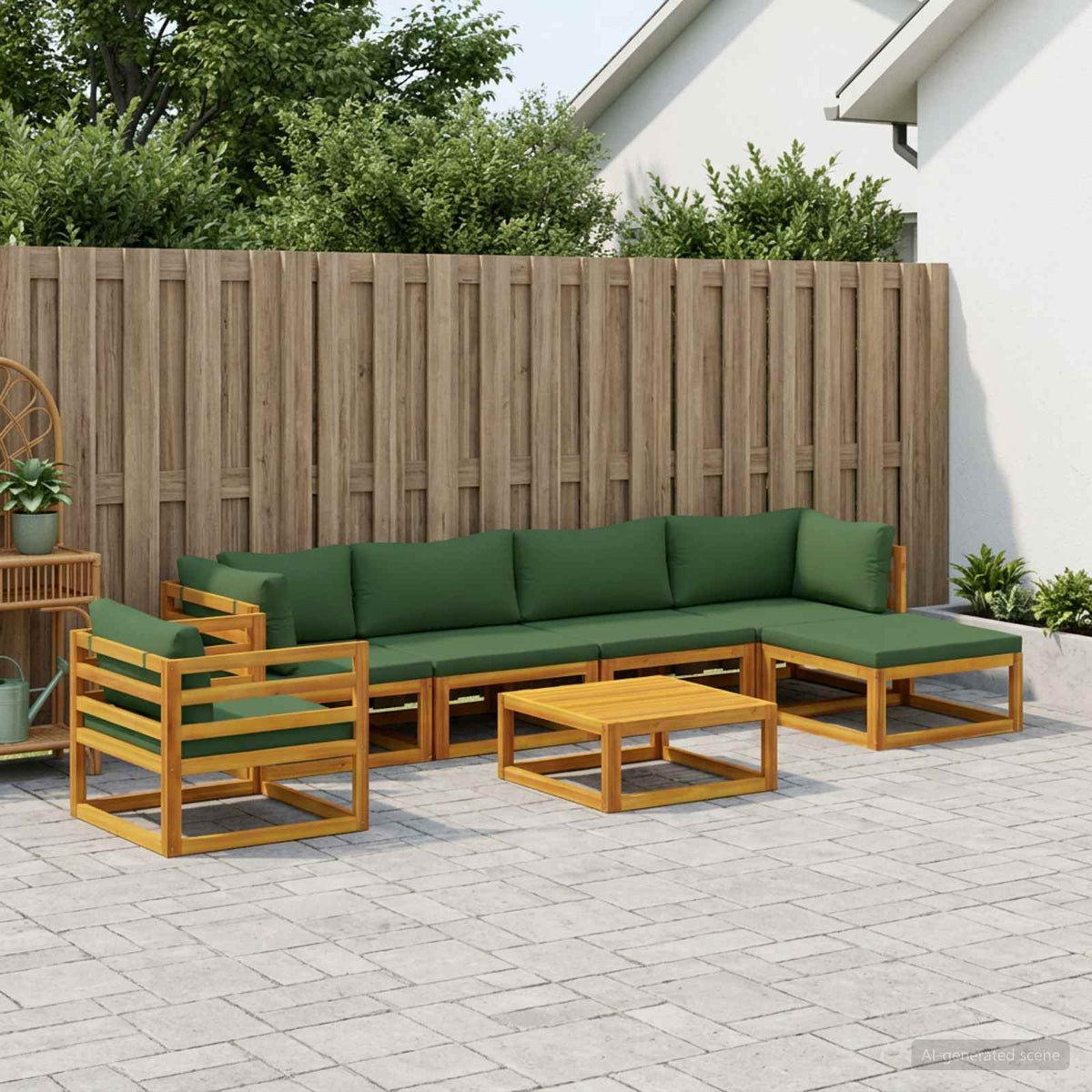 vidaXL Sofa Set 7 pcs Natural Solid Acacia Wood 1