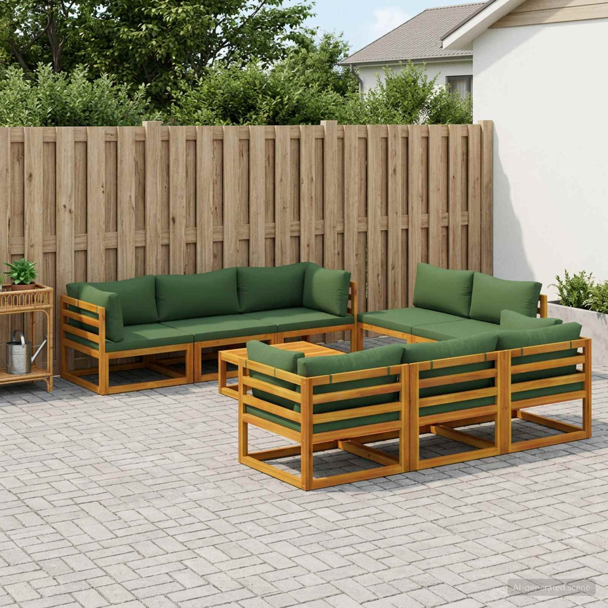 vidaXL 9 Piece Garden Lounge Set Modular Natural Solid Acacia Wood 1