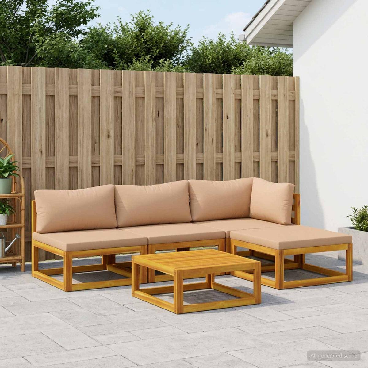 vidaXL Sofa Set 5 pcs Natural Solid Acacia Wood 1