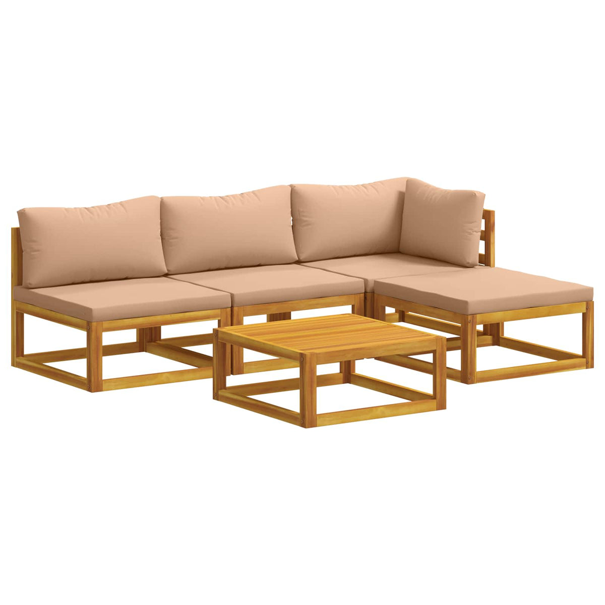 vidaXL Sofa Set 5 pcs Natural Solid Acacia Wood 2
