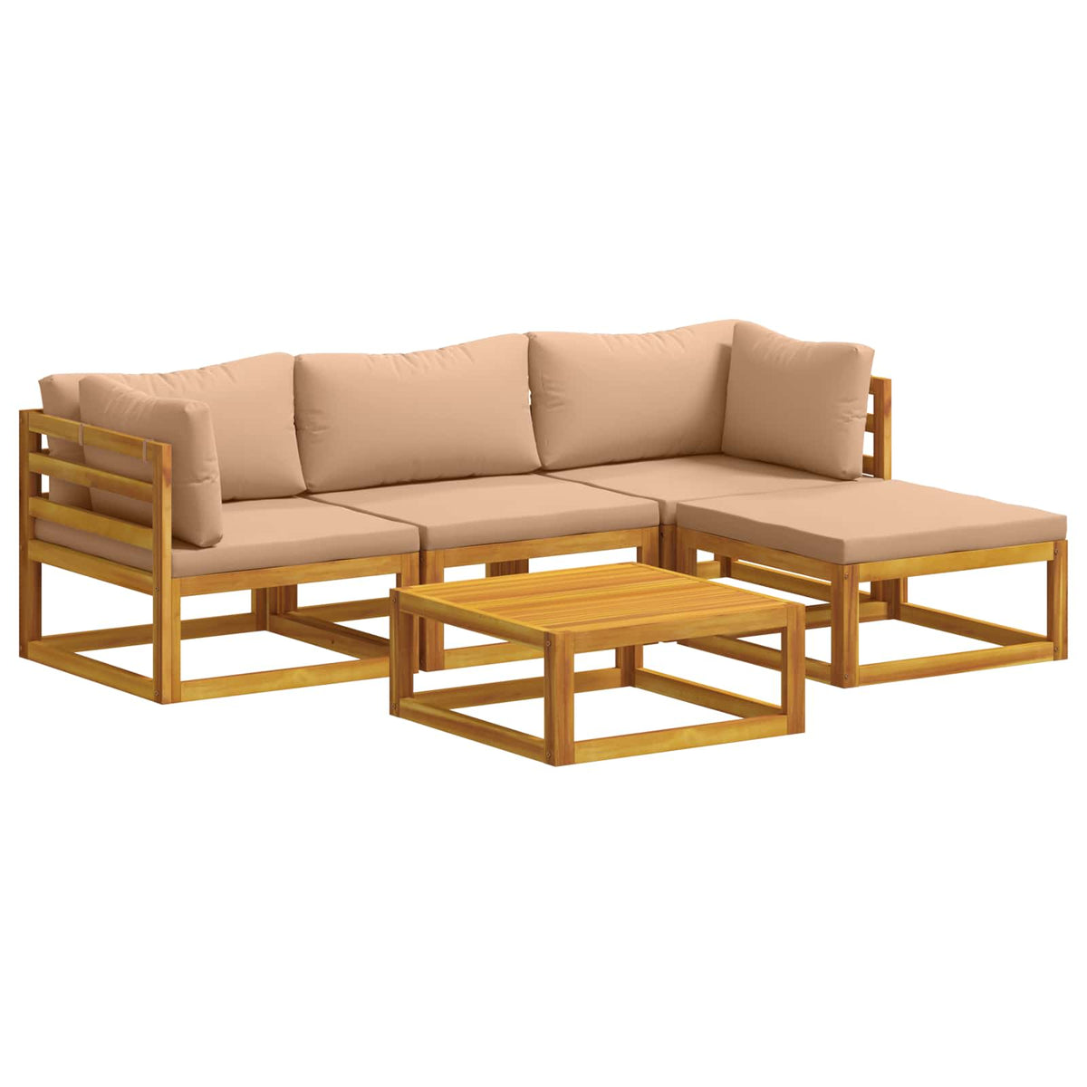 vidaXL Sofa Set 5 pcs Natural Solid Acacia Wood 2