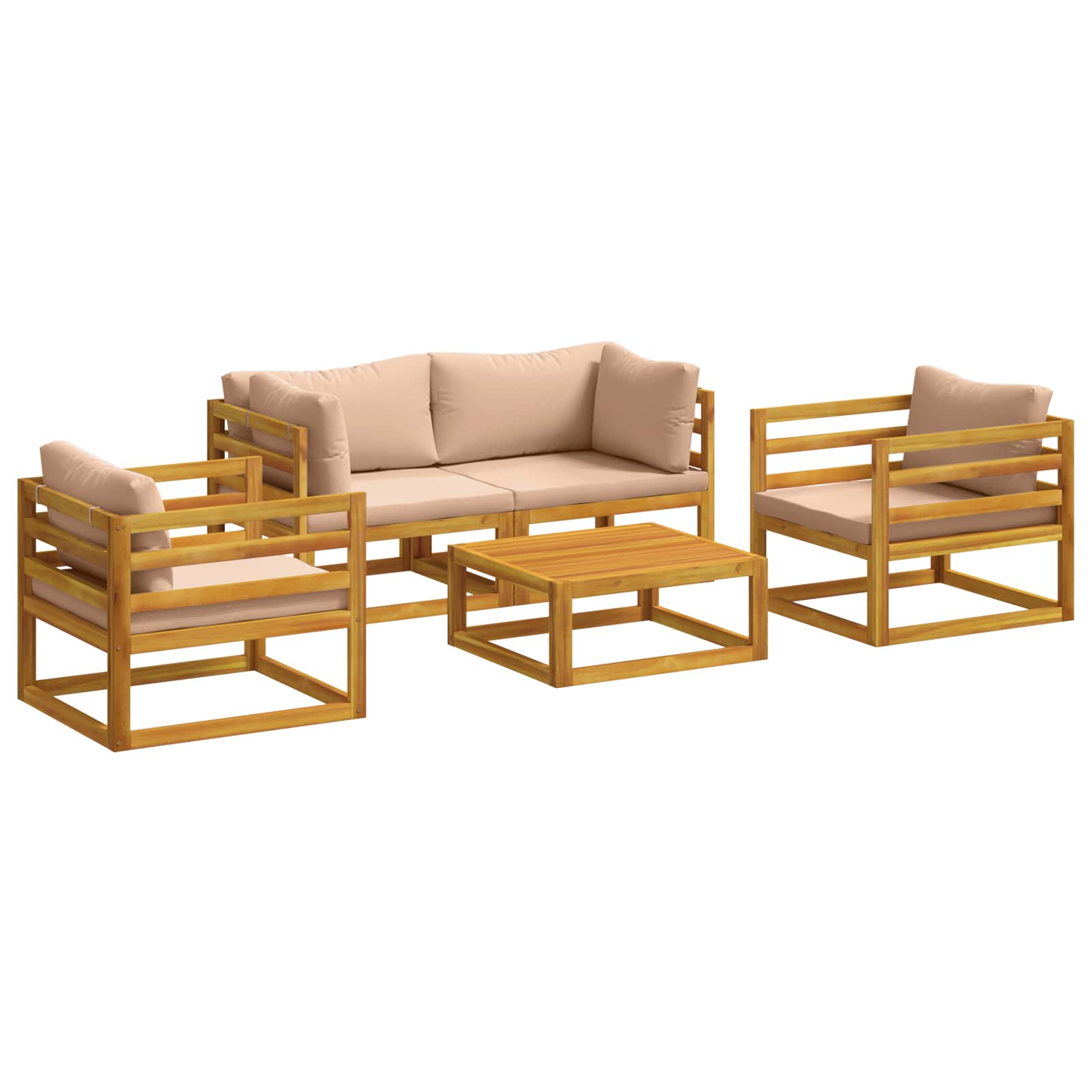 vidaXL 5 Piece Garden Lounge Set Modular Natural Solid Acacia Wood 1