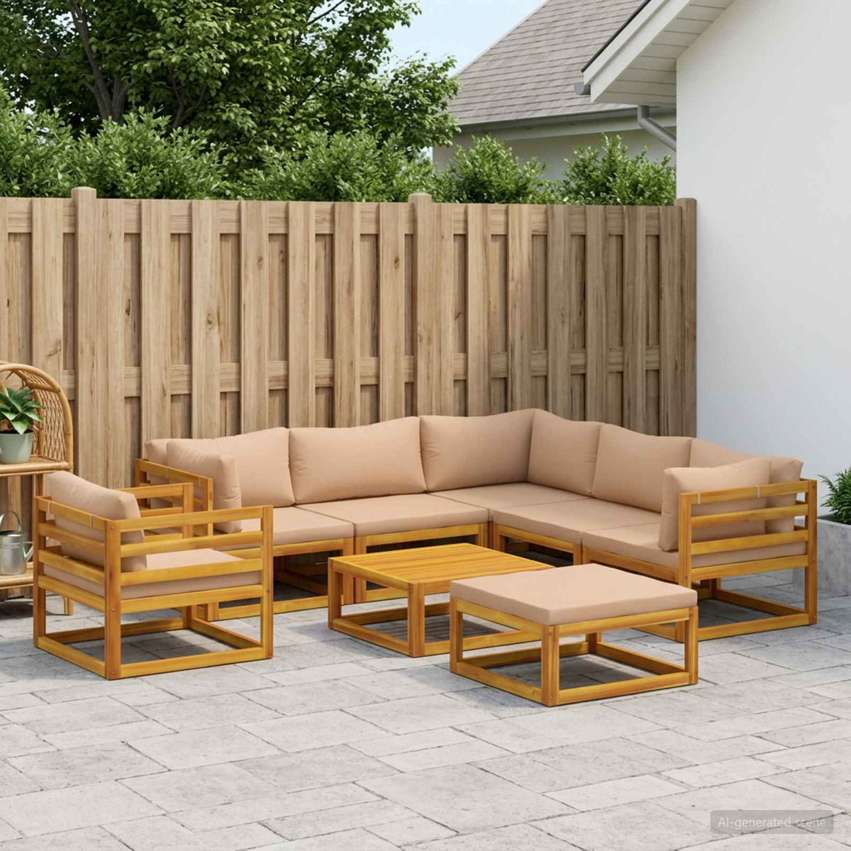 vidaXL Sofa Set 8 pcs Natural Solid Acacia Wood 1