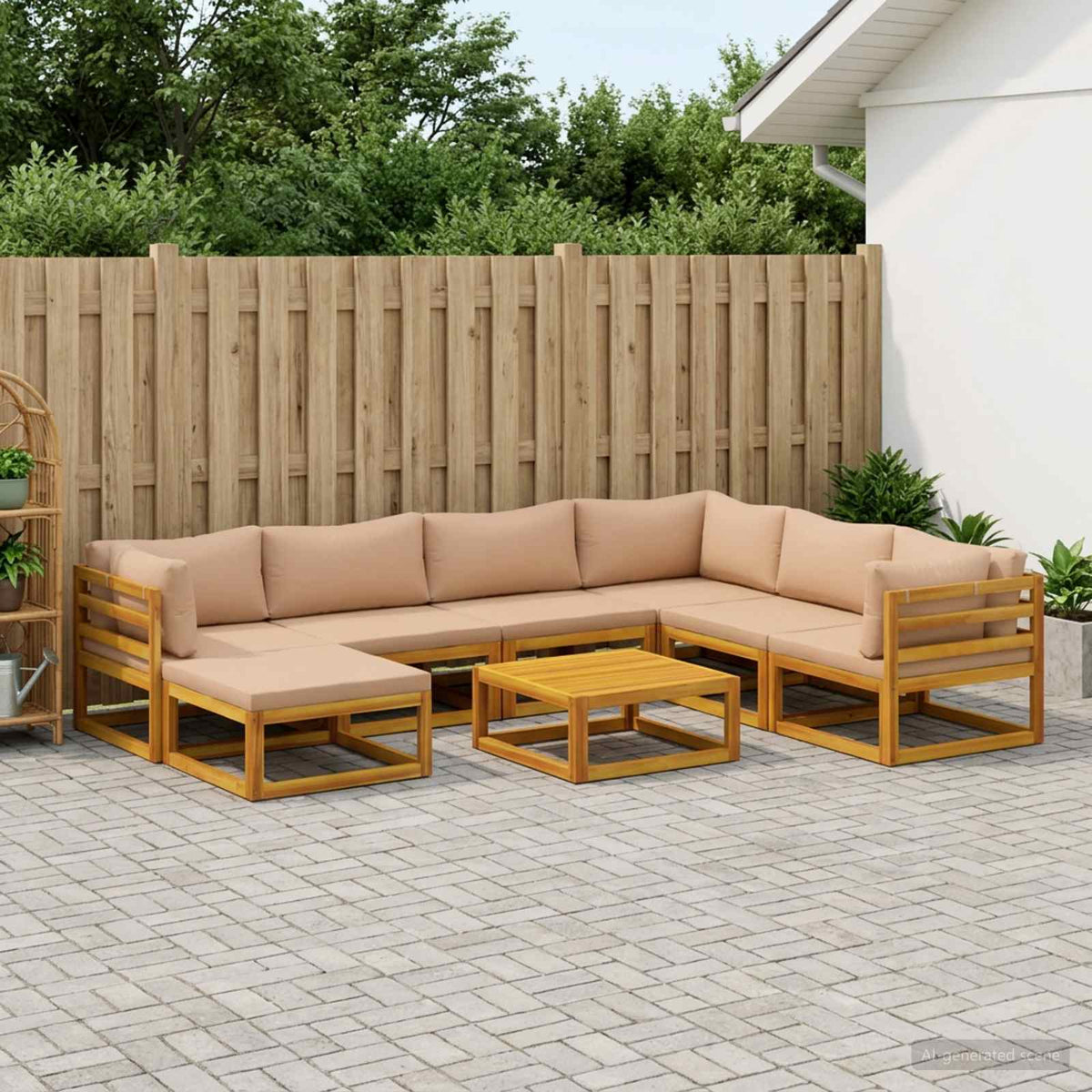 vidaXL Sofa Set 8 pcs Natural Solid Acacia Wood 1