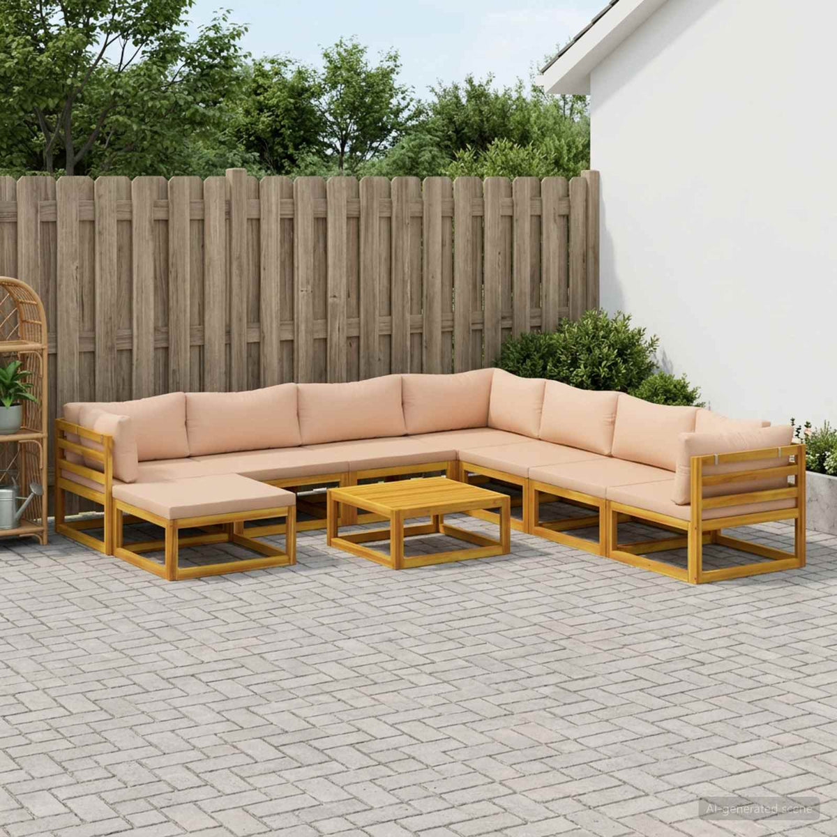 vidaXL Sofa Set 9 pcs Natural Solid Acacia Wood 1