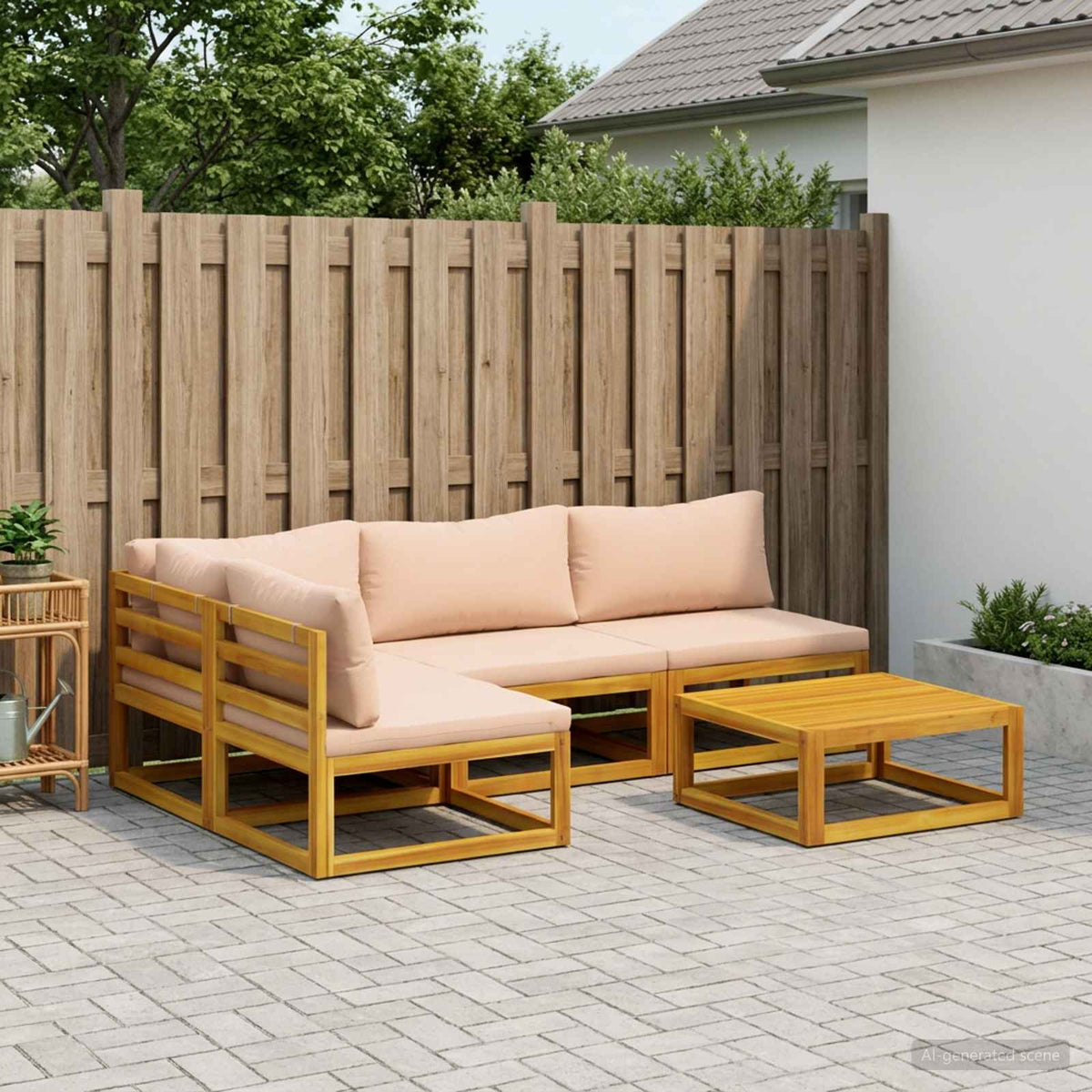 vidaXL Sofa Set 5 pcs Natural Solid Acacia Wood 1