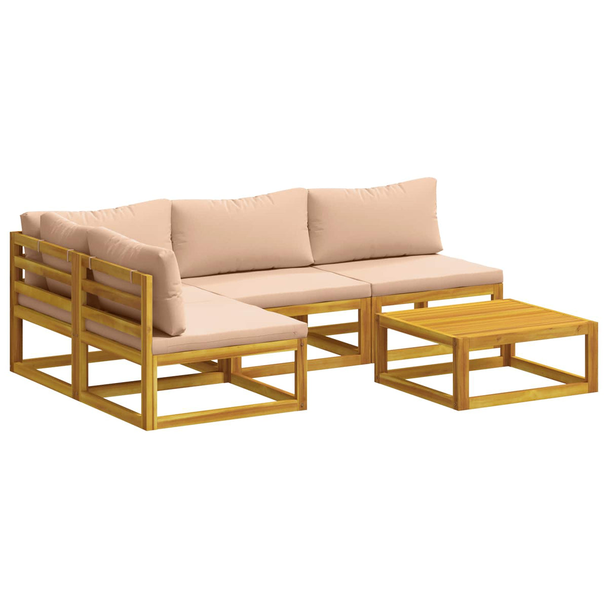 vidaXL Sofa Set 5 pcs Natural Solid Acacia Wood 2