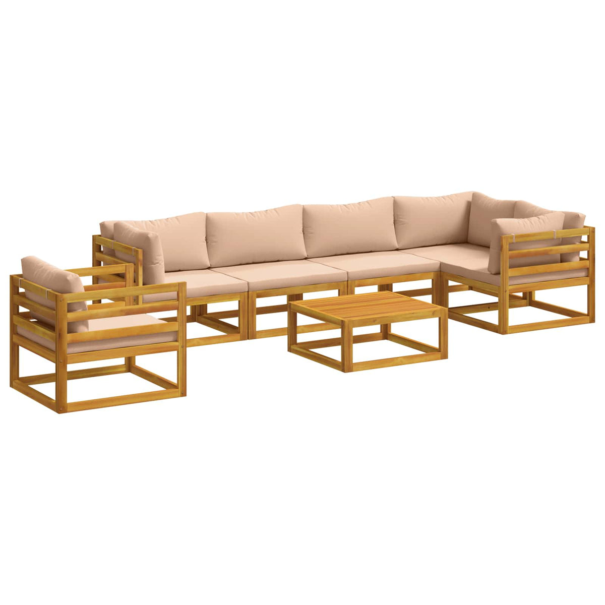 vidaXL Sofa Set 7 pcs Natural Solid Acacia Wood 2