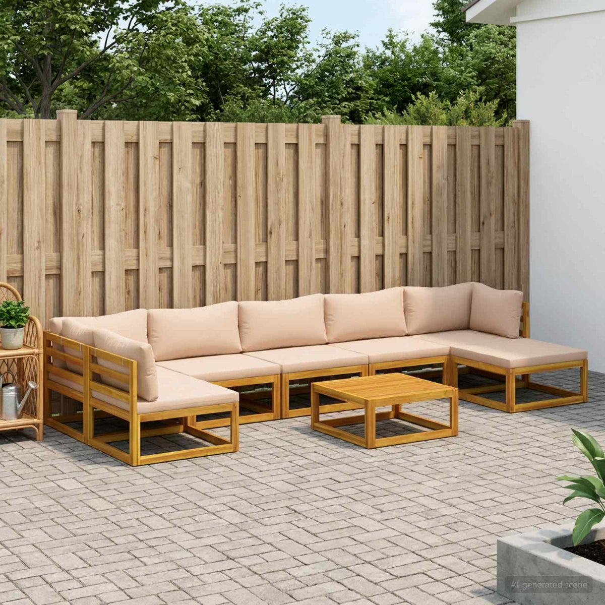 vidaXL Sofa Set 8 pcs Natural Solid Acacia Wood 1