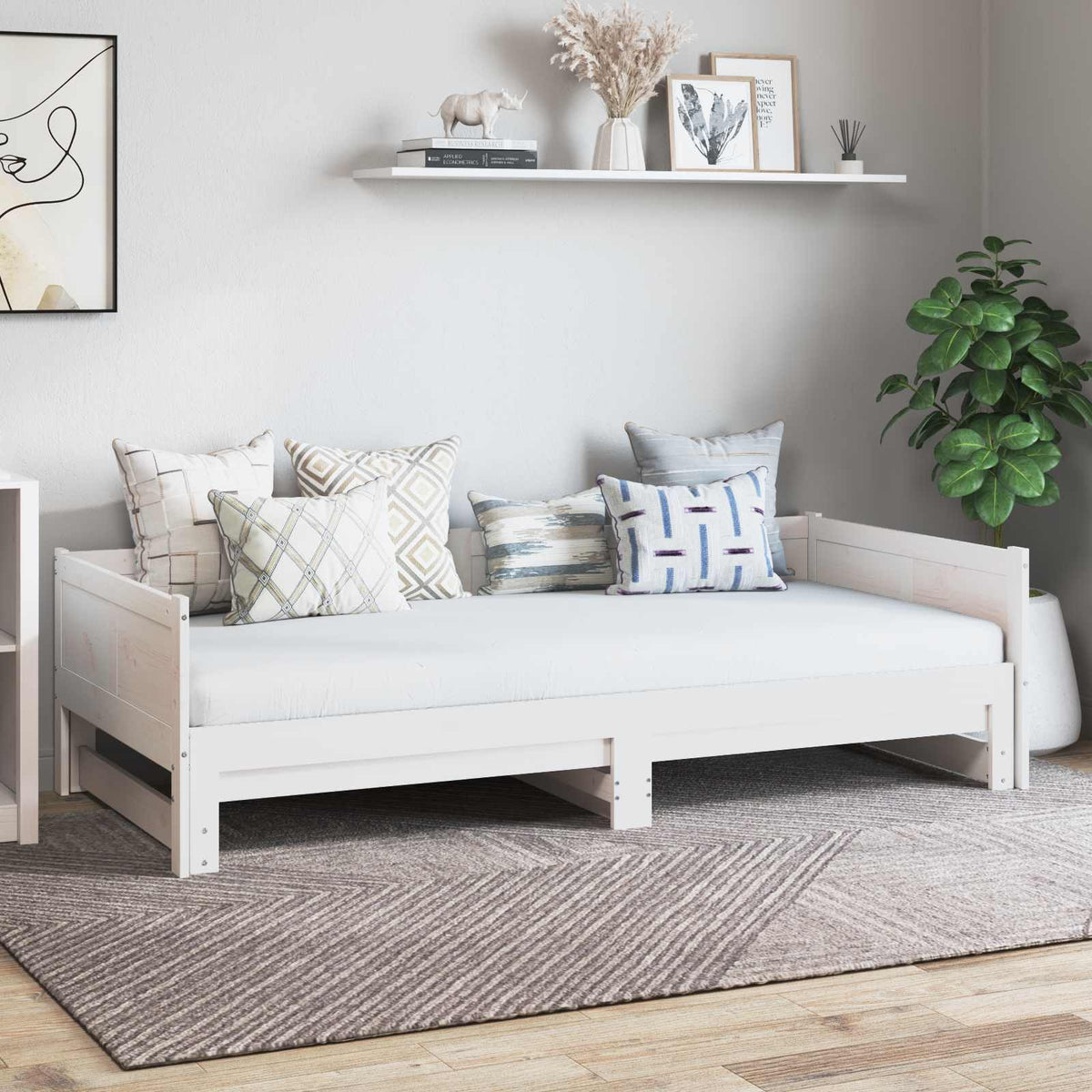 Pull-out Day Bed without Mattress 2x(90x190) White 200 cm