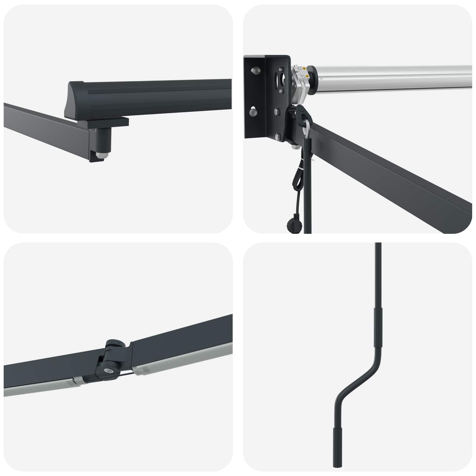 vidaXL Electric Retractable Awning Frame Anthracite 5 x 3 m Aluminium 6