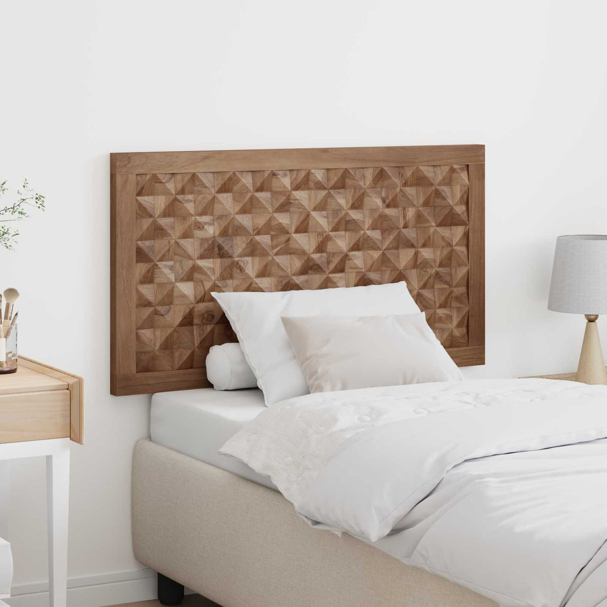 Bed Headboard Natural Solid Teak Wood 100 cm