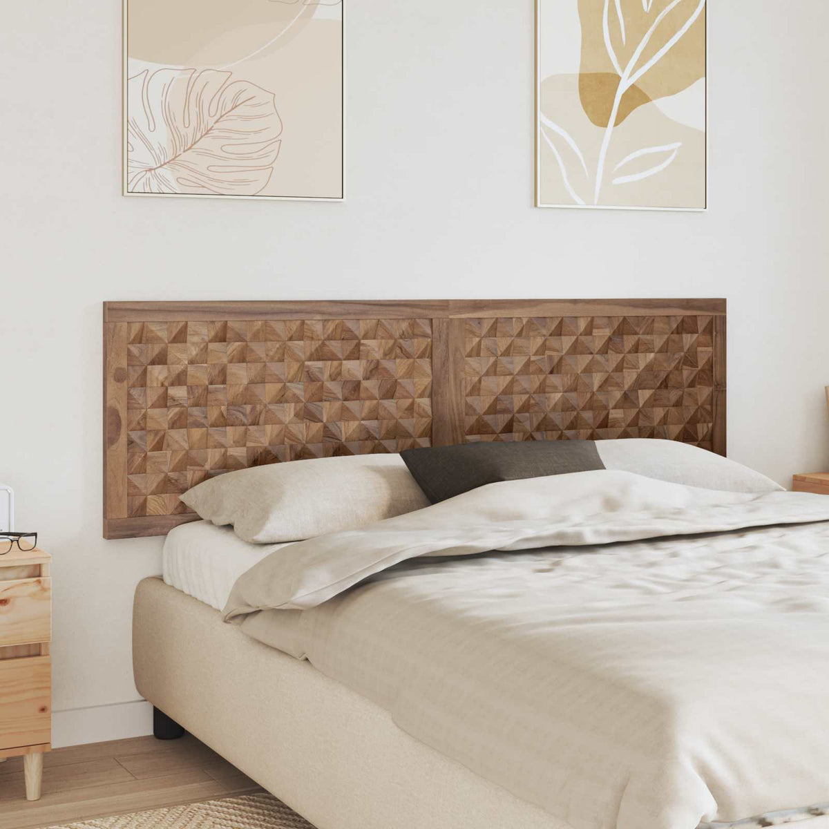 Bed Headboard Natural Solid Teak Wood 180 cm