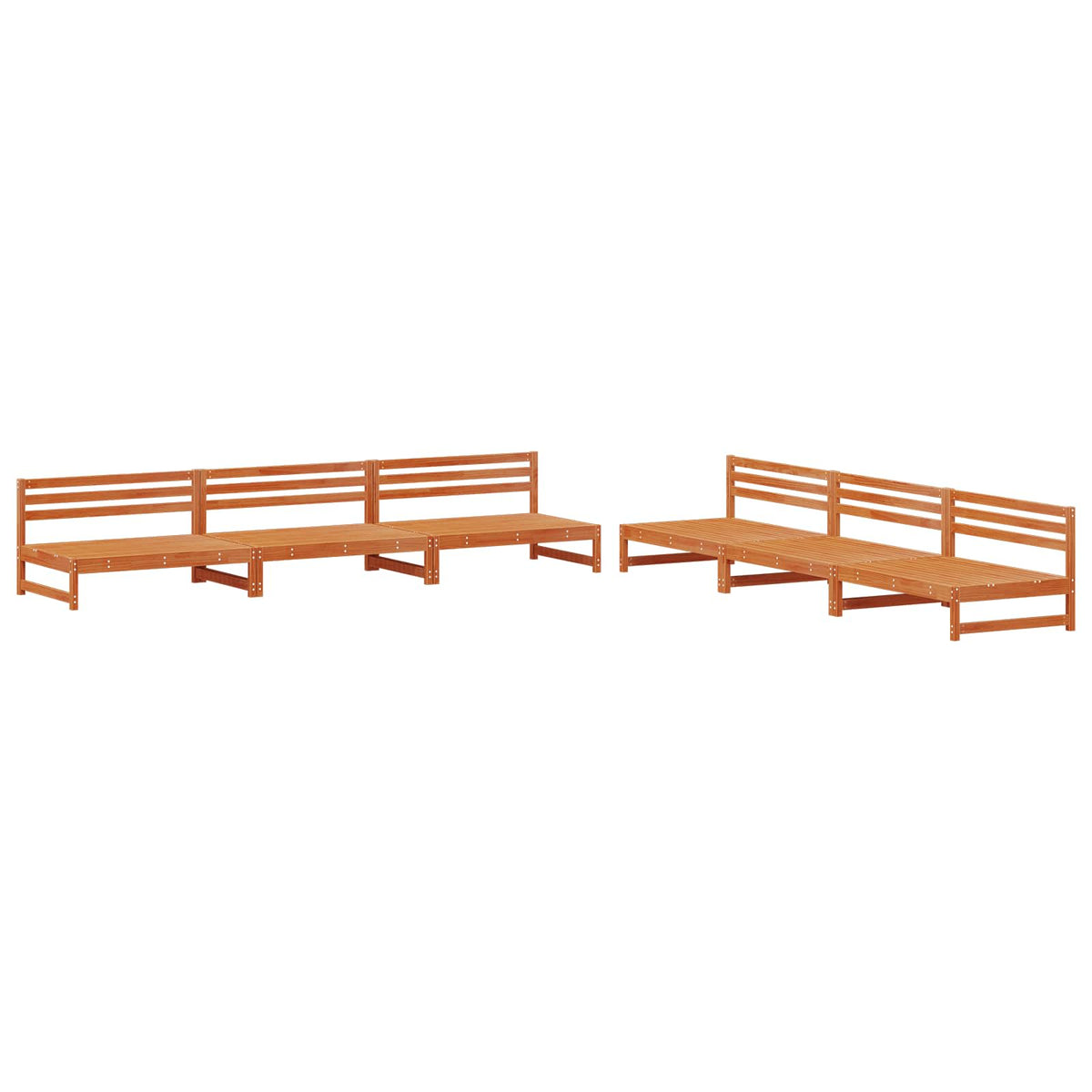 vidaXL Garden Lounge Set 6 pcs Wax Brown Solid Pine Wood 3