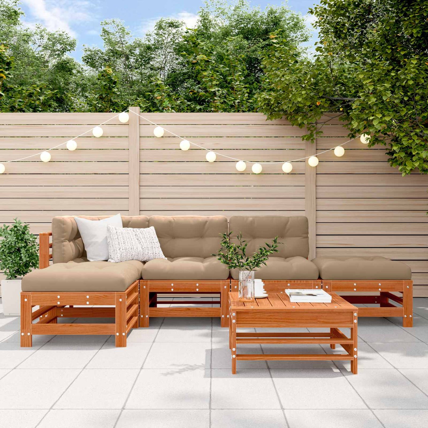 vidaXL Garden Lounge Set 5 pcs Wax Brown Solid Pine Wood 1