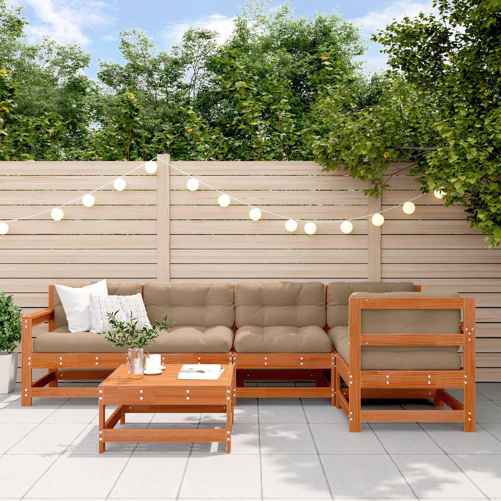 vidaXL Garden Lounge Set 6 pcs Wax Brown Solid Pine Wood 1