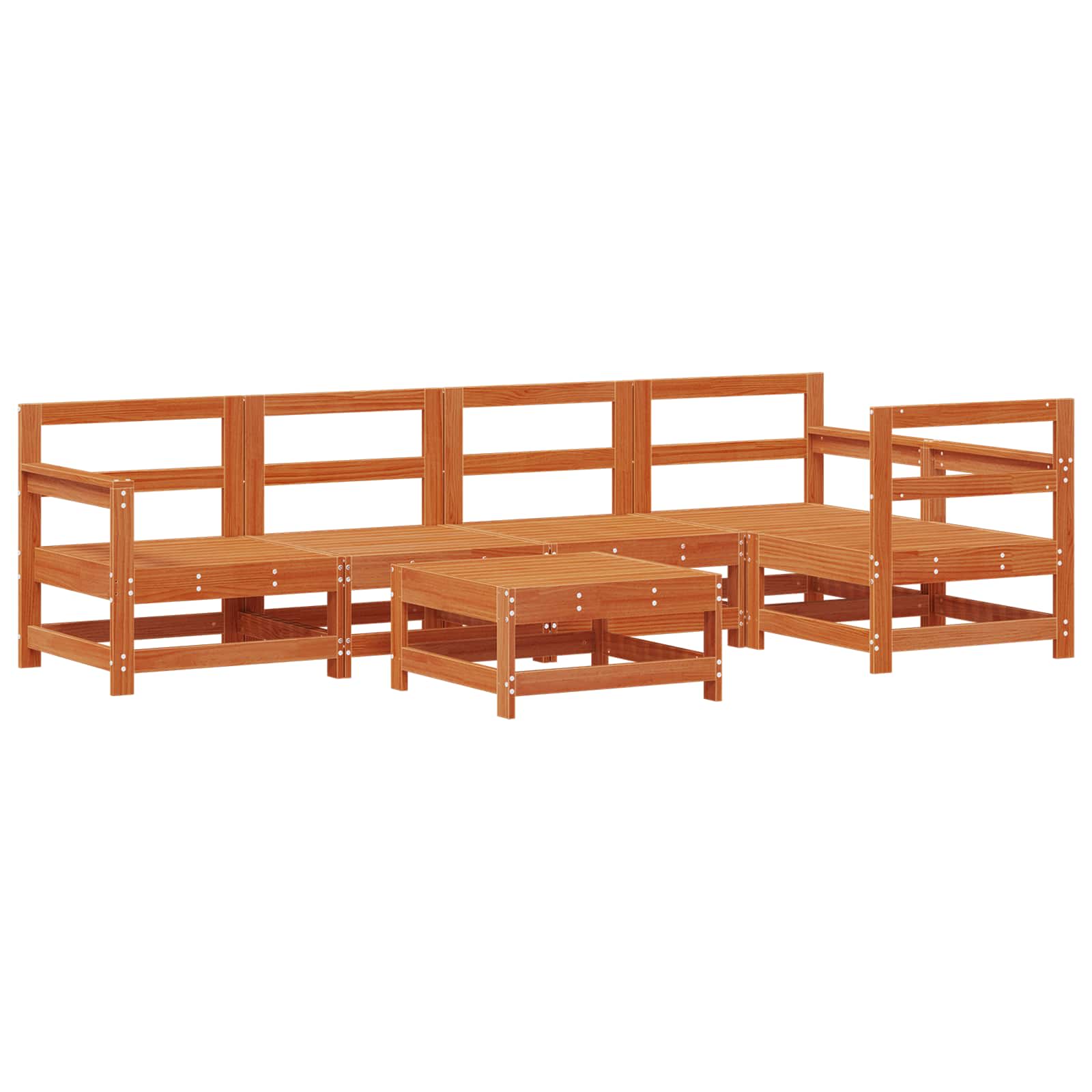 vidaXL Garden Lounge Set 6 pcs Wax Brown Solid Pine Wood 2