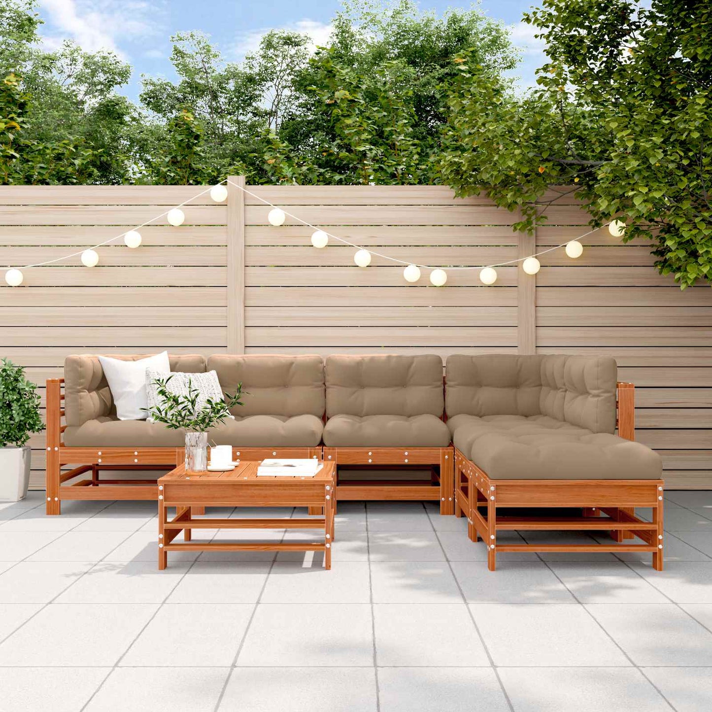 vidaXL Garden Lounge Set 7 pcs Wax Brown Solid Pine Wood 1