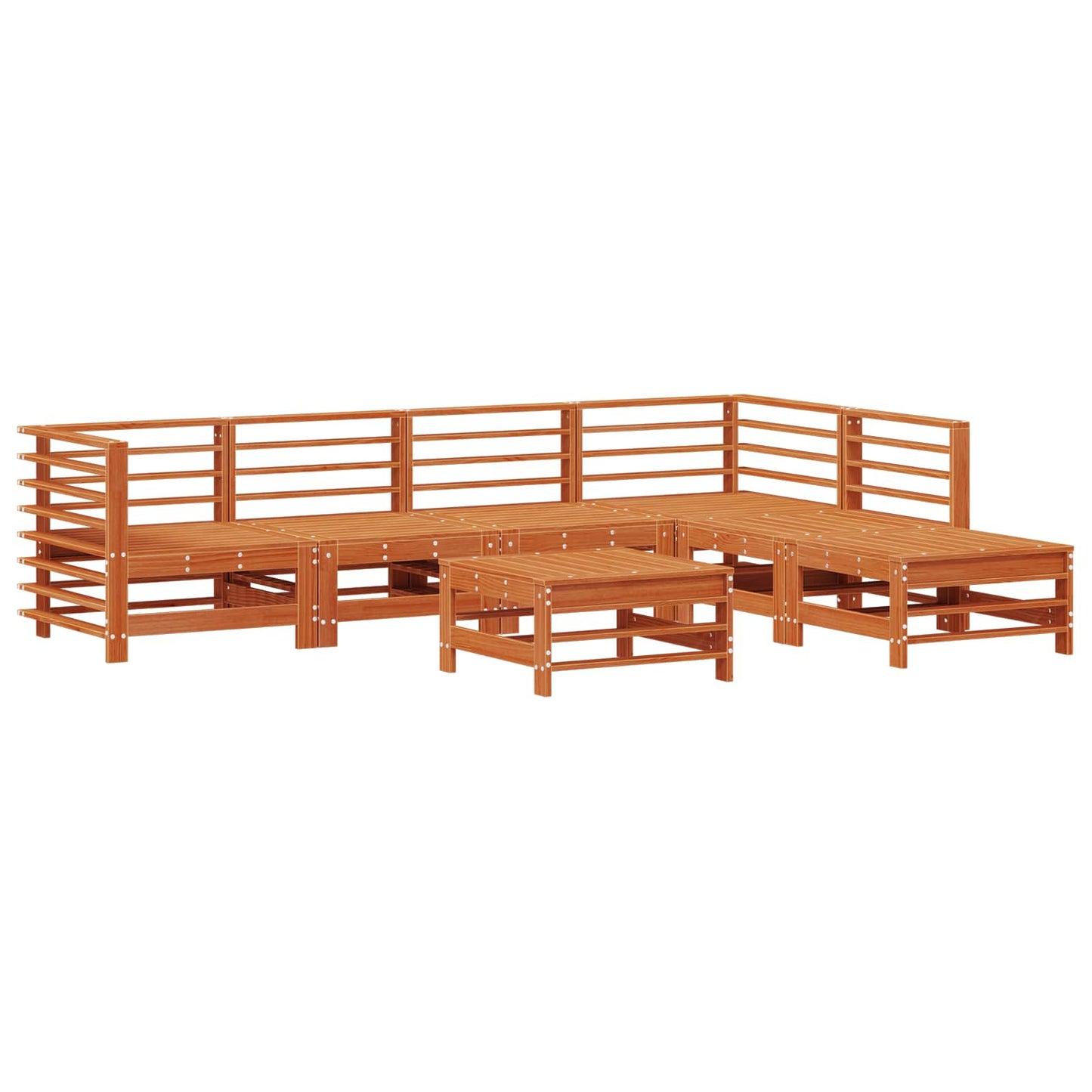 vidaXL Garden Lounge Set 7 pcs Wax Brown Solid Pine Wood 2