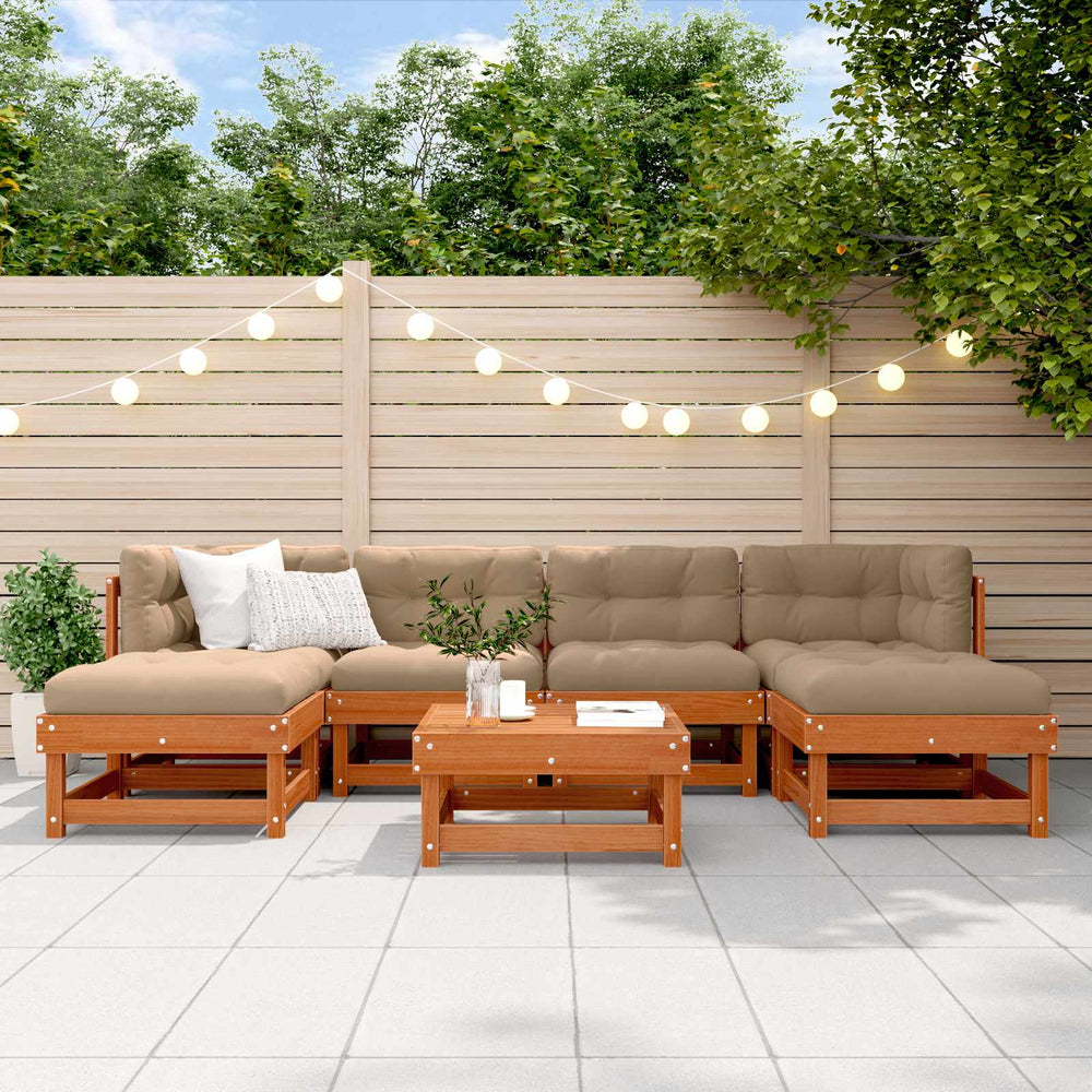 vidaXL Garden Lounge Set 7 pcs Wax Brown Solid Pine Wood