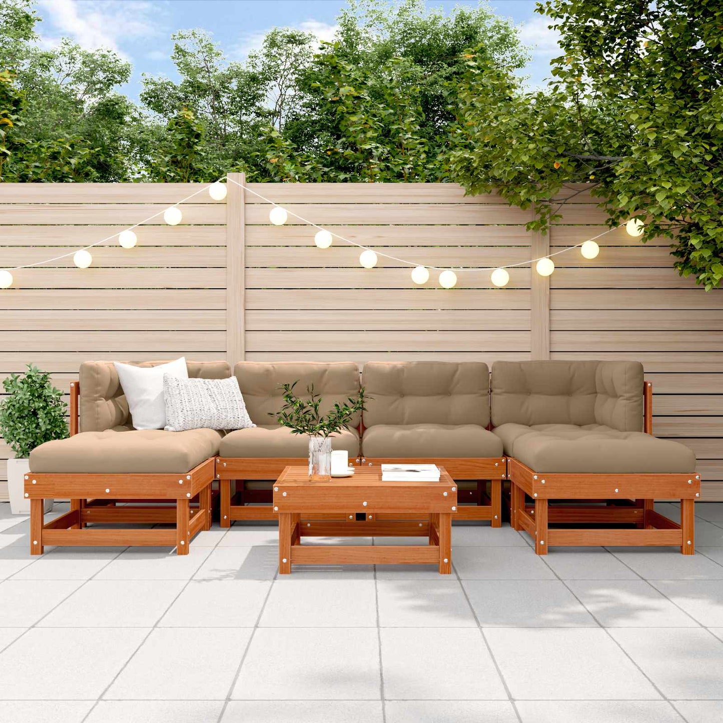 vidaXL Garden Lounge Set 7 pcs Wax Brown Solid Pine Wood 1