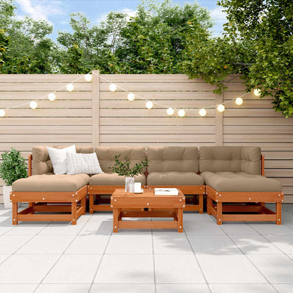 vidaXL Garden Lounge Set 7 pcs Wax Brown Solid Pine Wood 1
