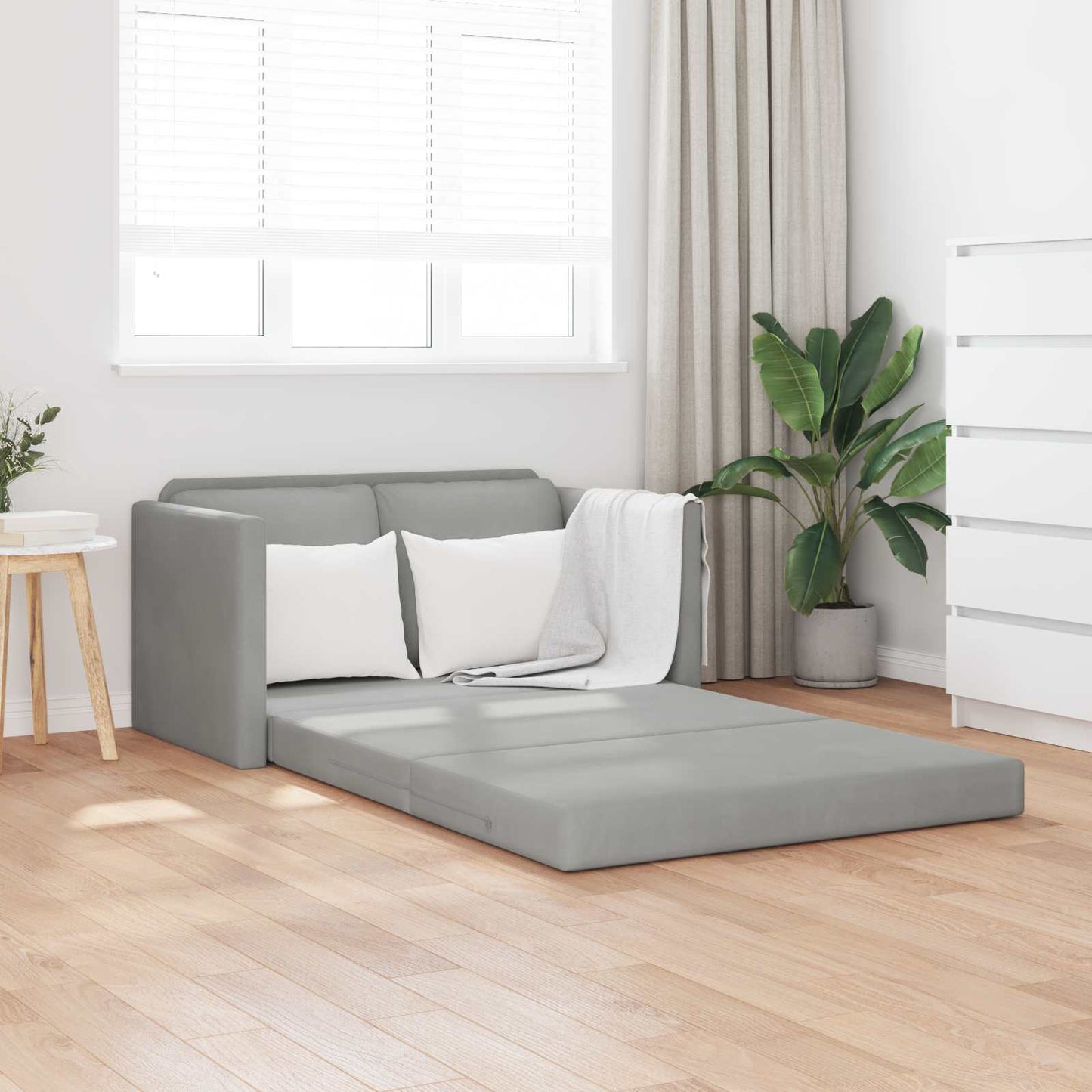 vidaXL Folding Sofa Bed Light Grey 122 x 70 x 60 cm Velvet 1