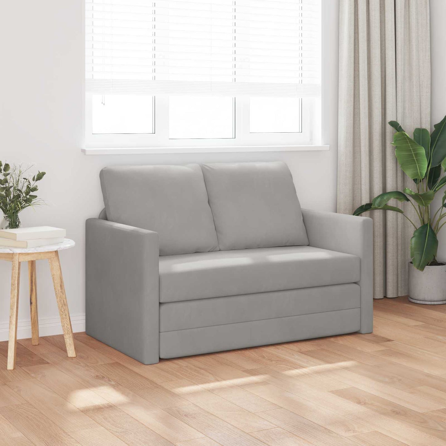 vidaXL Folding Sofa Bed Light Grey 122 x 70 x 60 cm Velvet 3