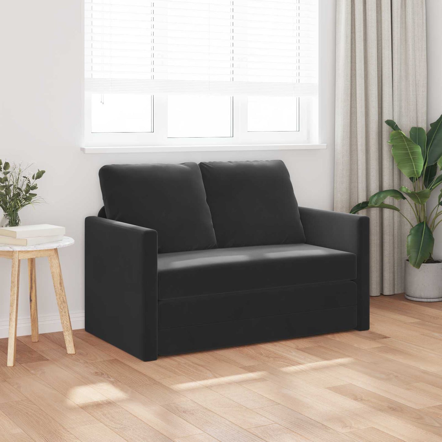 vidaXL Folding Sofa Bed Black 122 x 70 x 60 cm Velvet 3