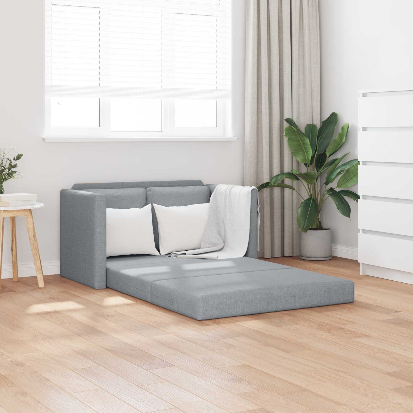 vidaXL Folding Sofa Bed Light Grey 112 x 60 x 55 cm Fabric 1