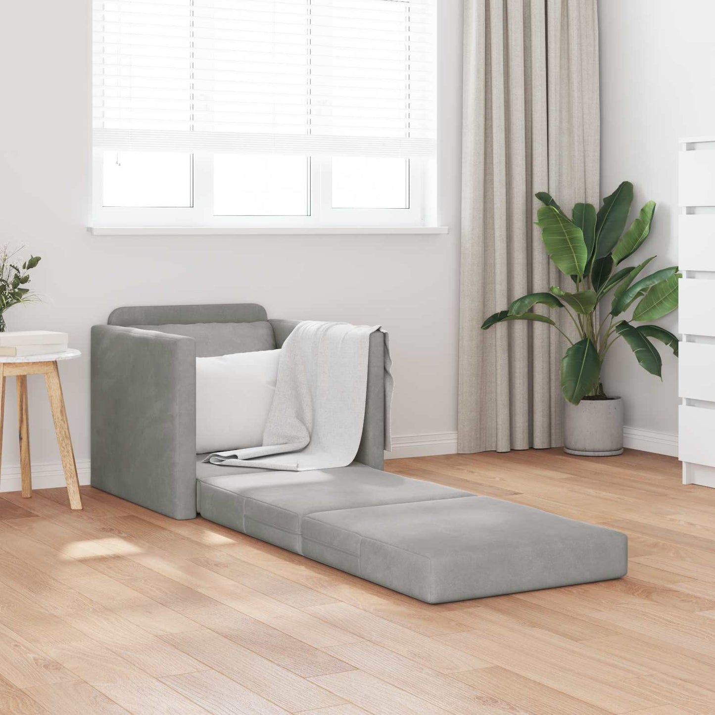 vidaXL Folding Sofa Bed Light Grey 74 x 77 x 81 cm Velvet 1