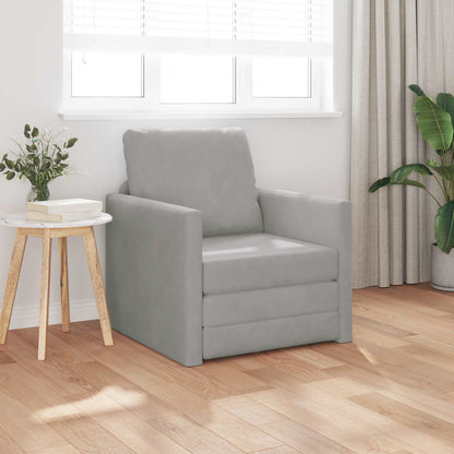 vidaXL Folding Sofa Bed Light Grey 74 x 77 x 81 cm Velvet 3
