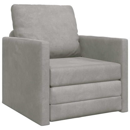 vidaXL Folding Sofa Bed Light Grey 74 x 77 x 81 cm Velvet 2