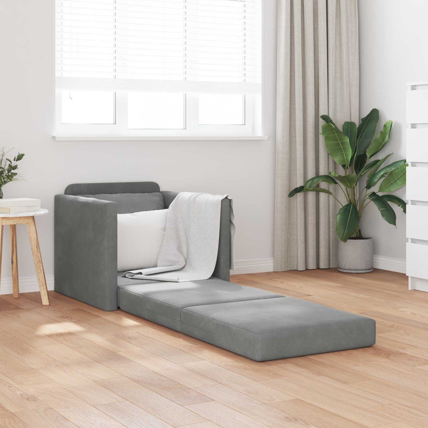 vidaXL Folding Sofa Bed Dark Grey 74 x 77 x 81 cm Velvet 1