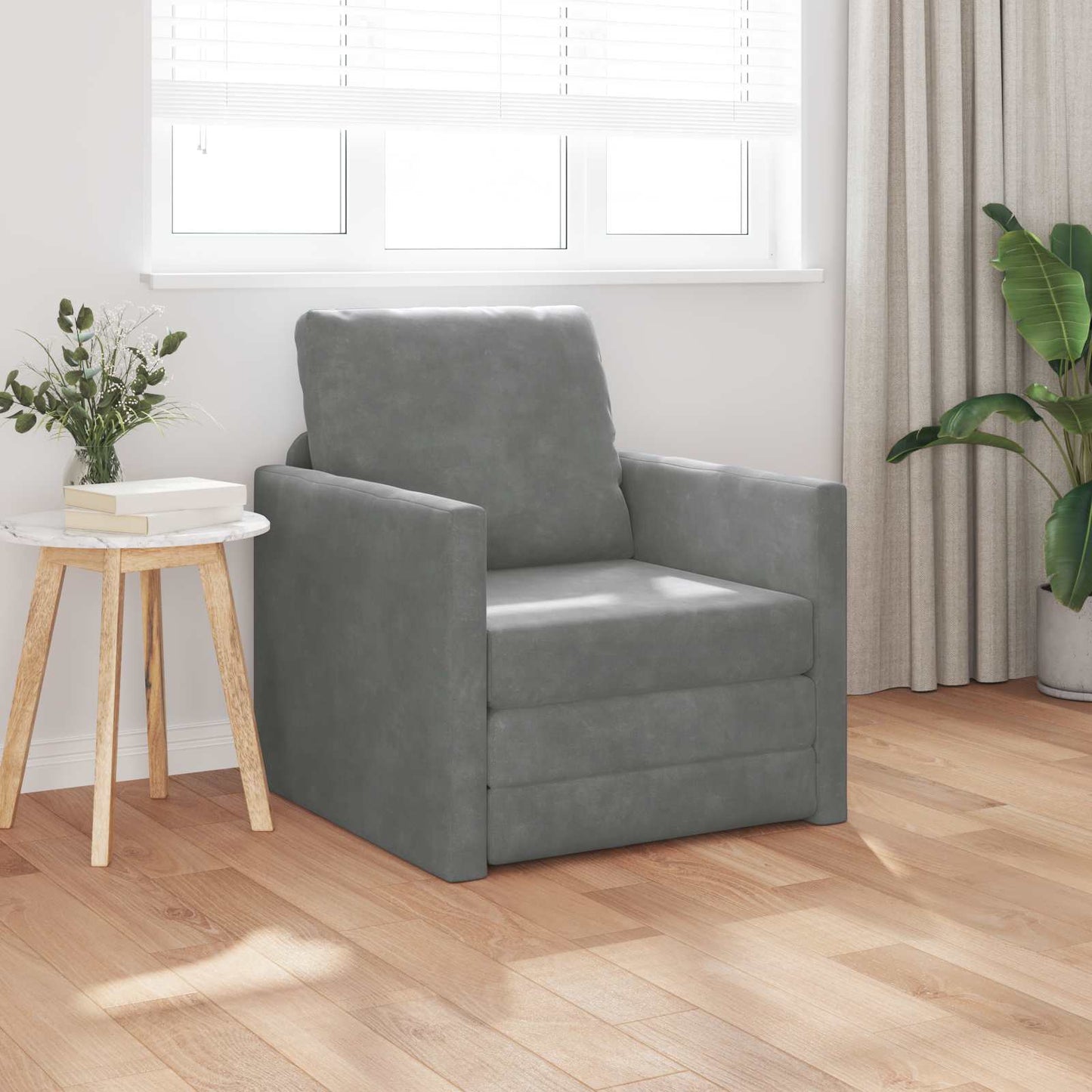 vidaXL Folding Sofa Bed Dark Grey 74 x 77 x 81 cm Velvet 3
