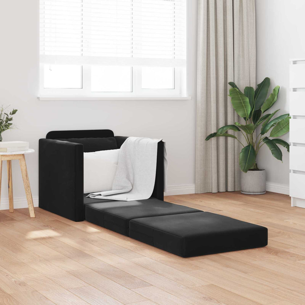 vidaXL Folding Sofa Bed Black 74 x 77 x 81 cm Velvet