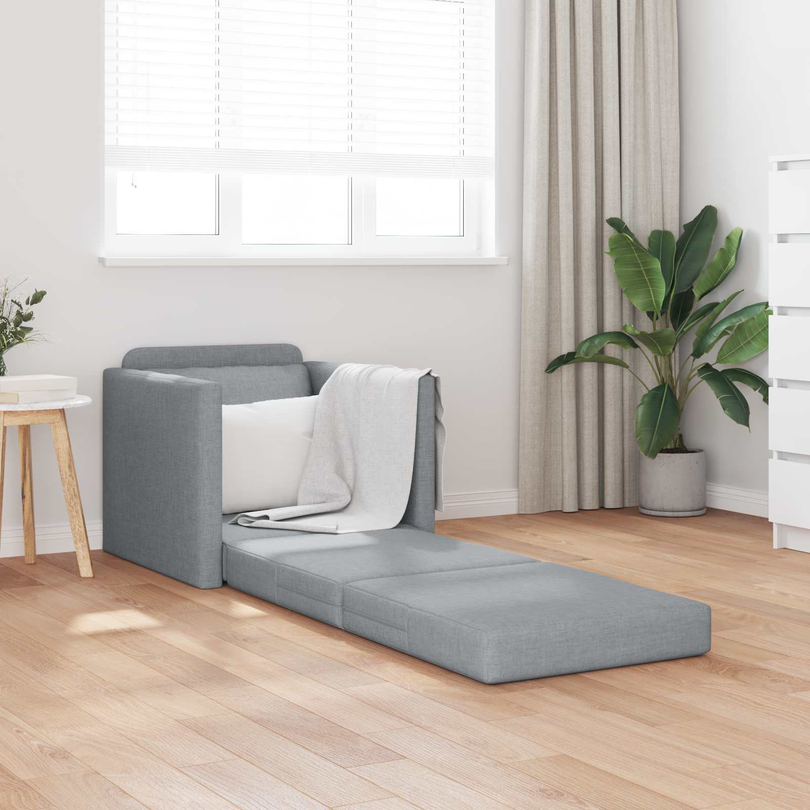 vidaXL Folding Sofa Bed Light Grey 74 x 77 x 81 cm Fabric 1