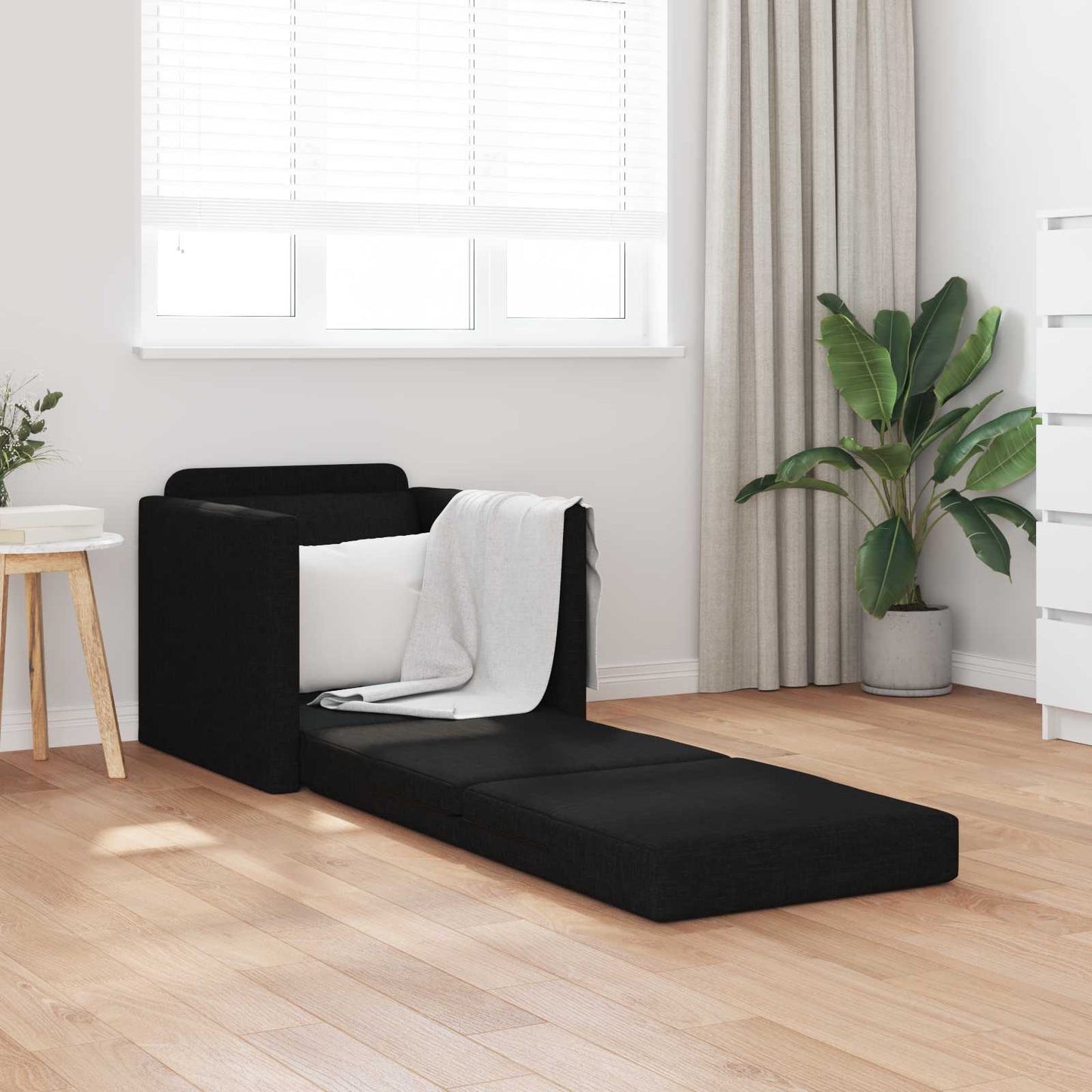 vidaXL Folding Sofa Bed Black 74 x 77 x 81 cm Fabric 1