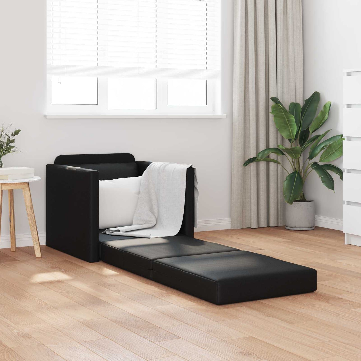 vidaXL Folding Sofa Bed Black 74 x 77 x 81 cm Faux Leather 1