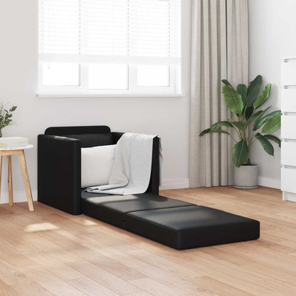 vidaXL Folding Sofa Bed Black 74 x 77 x 81 cm Faux Leather 1
