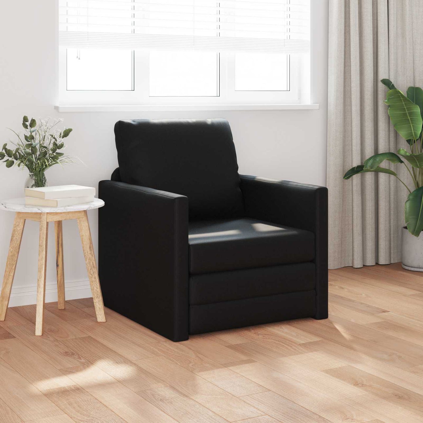 vidaXL Folding Sofa Bed Black 74 x 77 x 81 cm Faux Leather 3