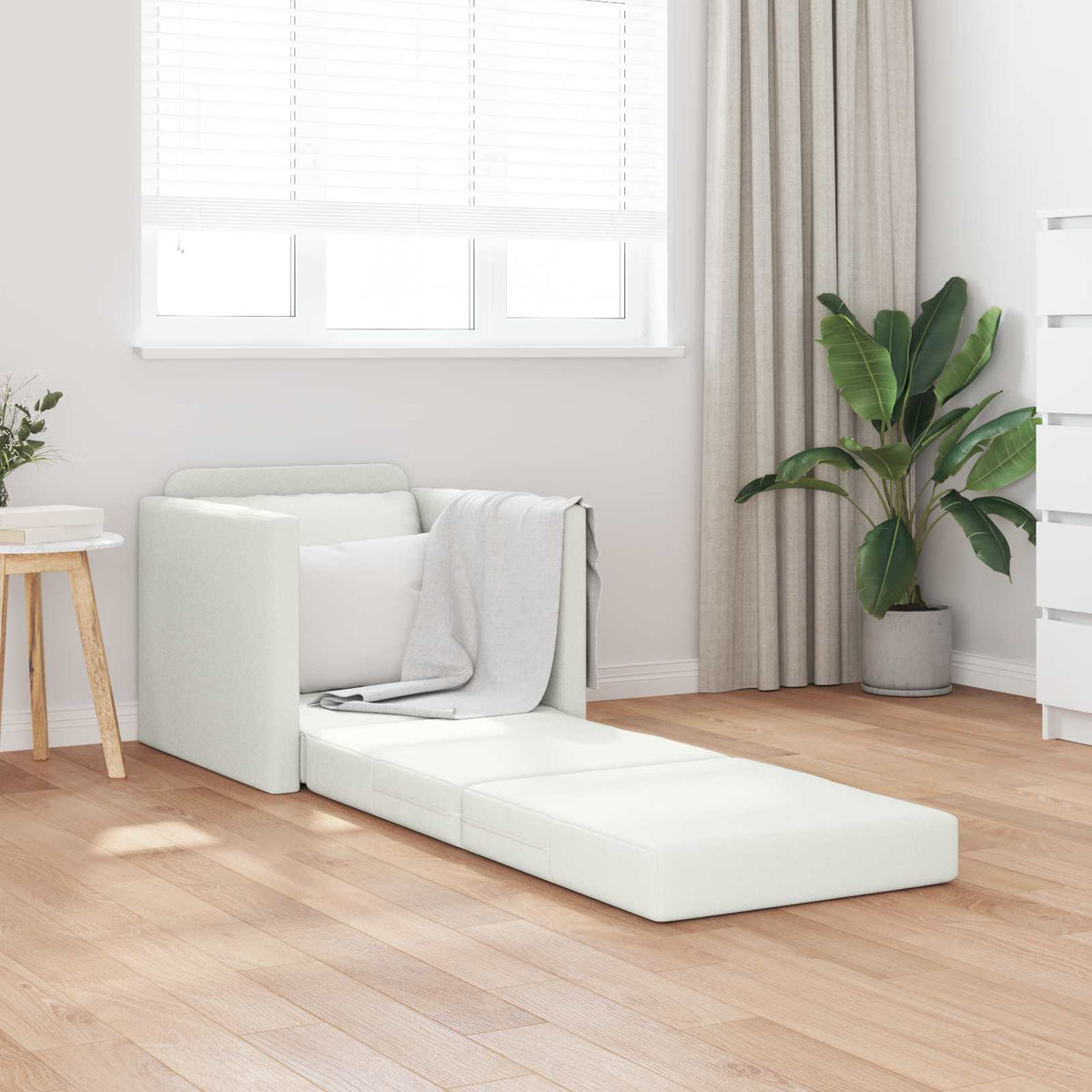 Folding Sofa Bed 74 x 77 x 81 cm Faux Leather White