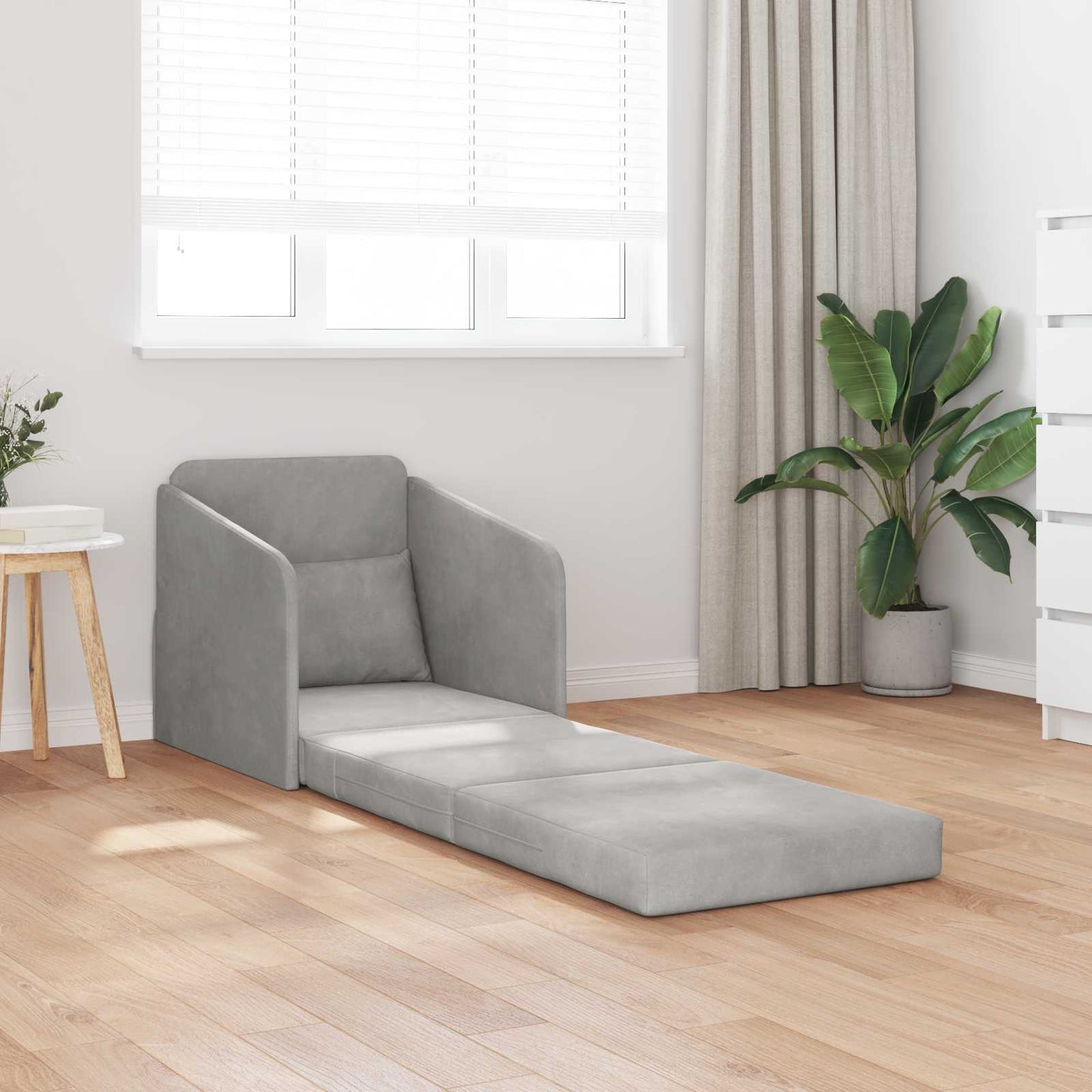 vidaXL Folding Sofa Bed Light Grey 65 x 80 x 83 cm Velvet 1