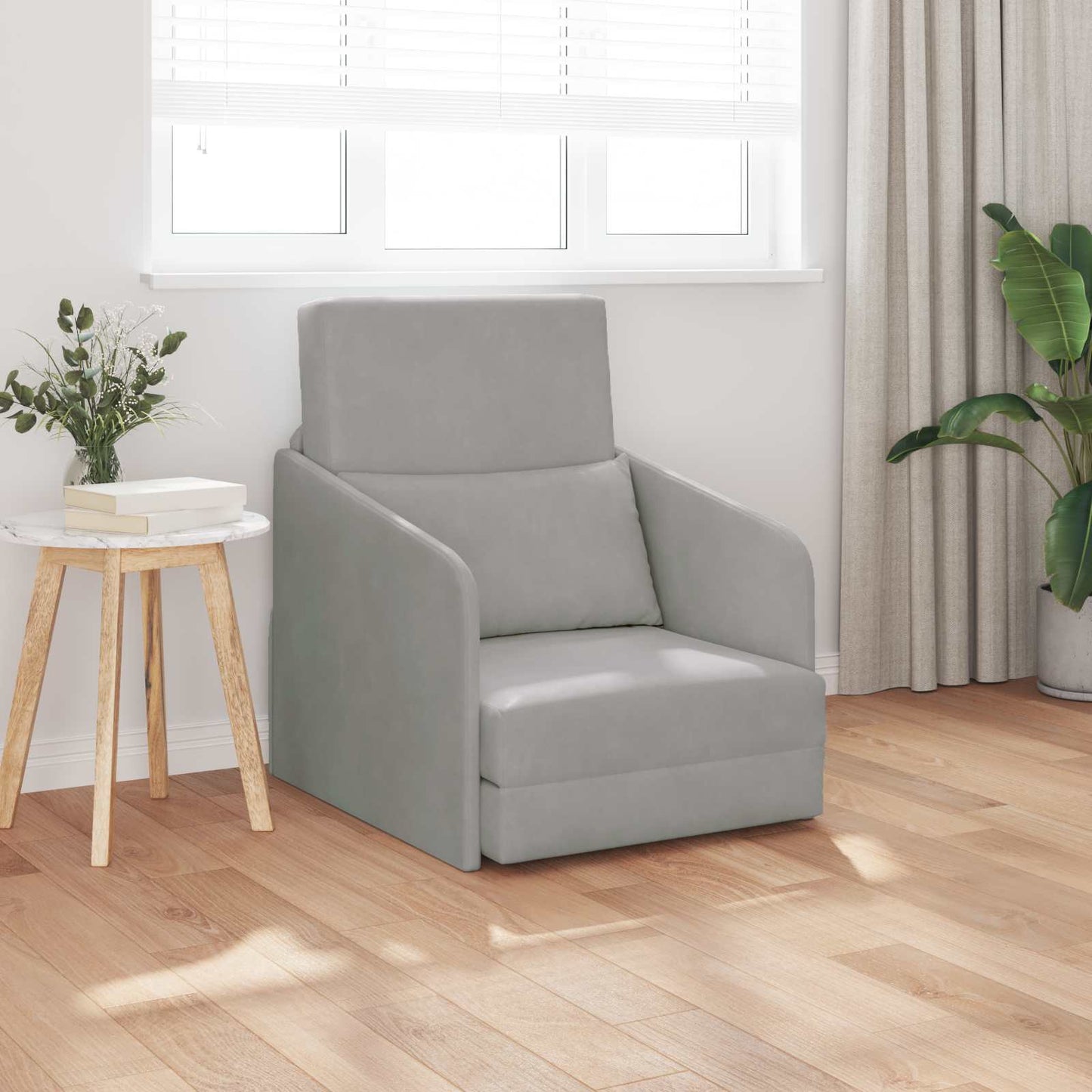vidaXL Folding Sofa Bed Light Grey 65 x 80 x 83 cm Velvet 3