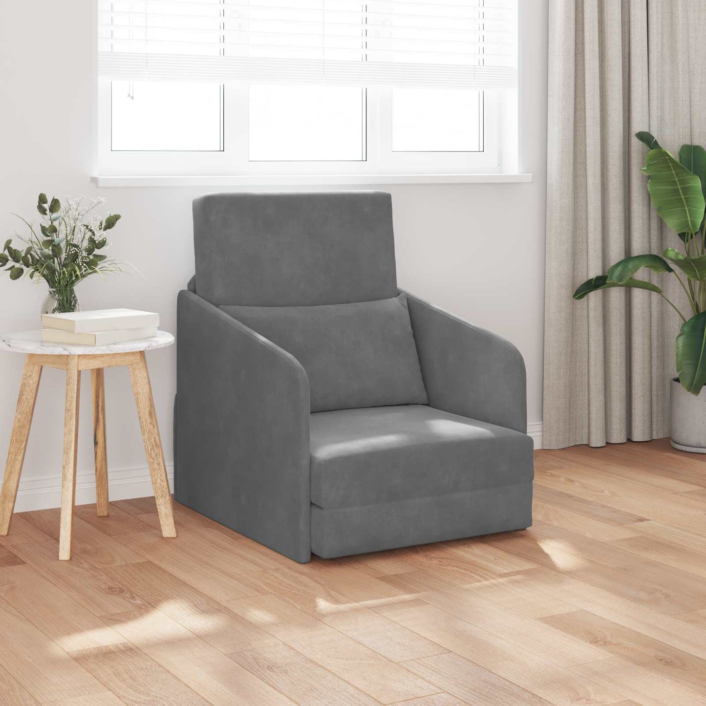 vidaXL Folding Sofa Bed Dark Grey 65 x 80 x 83 cm Velvet 3